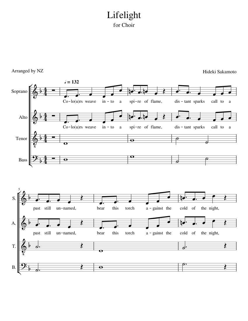 Lifelight for Choir sheet music for Piano, Voice download free in PDF