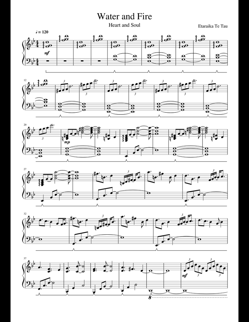 Water and Fire sheet music for Piano download free in PDF ...