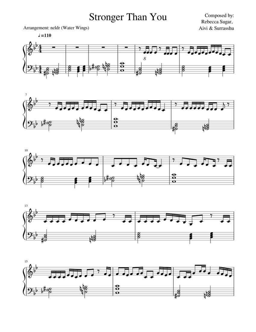 Stronger Than You - Steven Universe, Piano Version Sheet music for