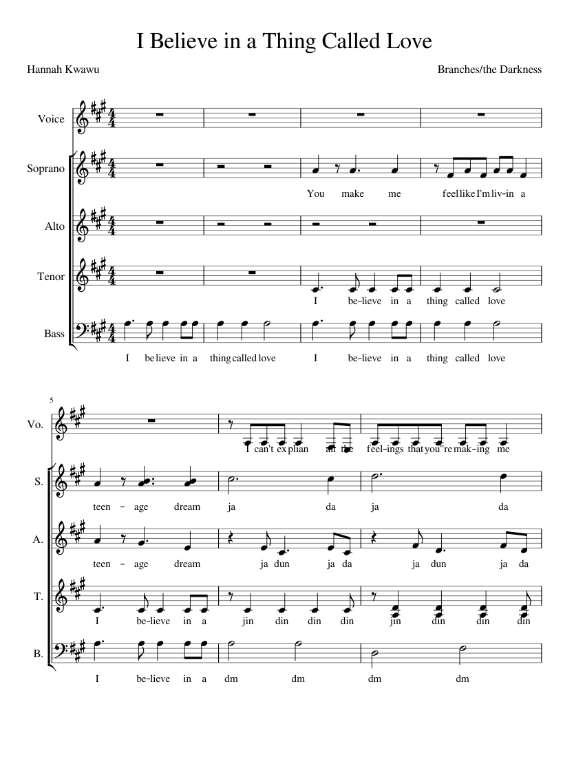 I believe in a thing called love final 3 Sheet music for Piano ...