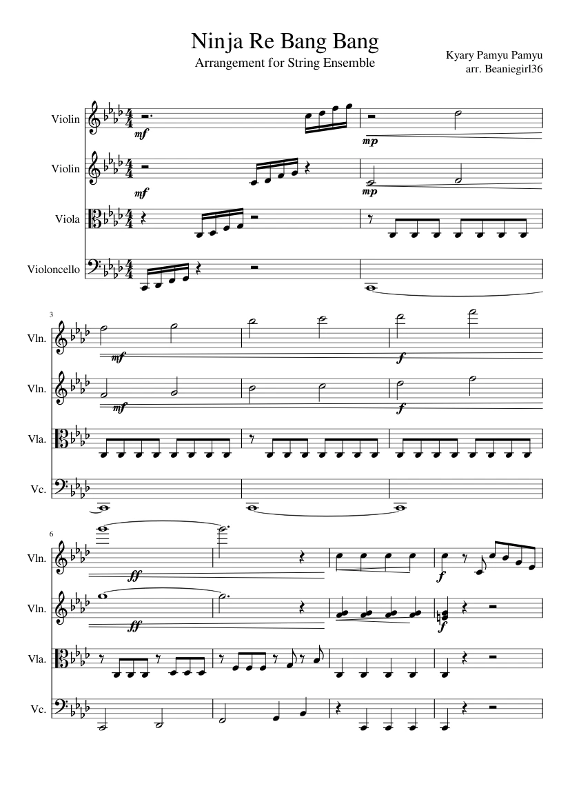 Ninja Re Bang Bang Kyary Pamyu Pamyu For String Ensemble -