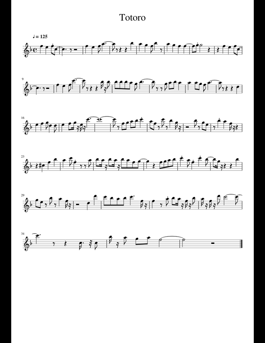 Totoro theme sheet music for Flute download free in PDF or MIDI