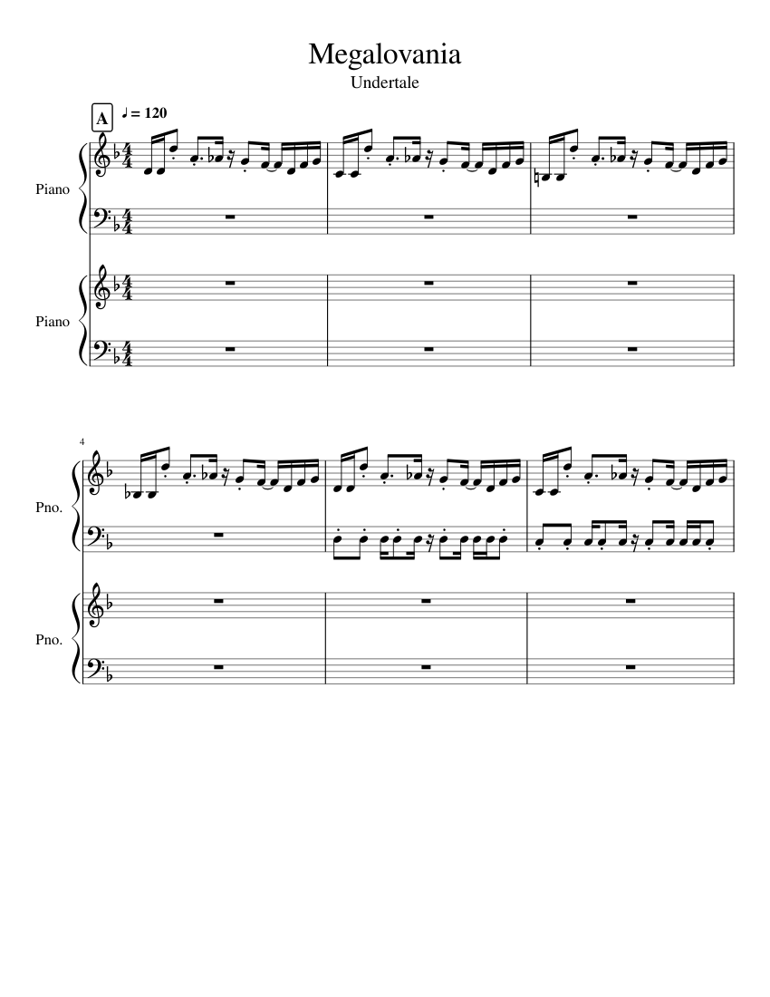 Undertale Ost 100 Megalovania Sans Fight Sheet Music For Piano