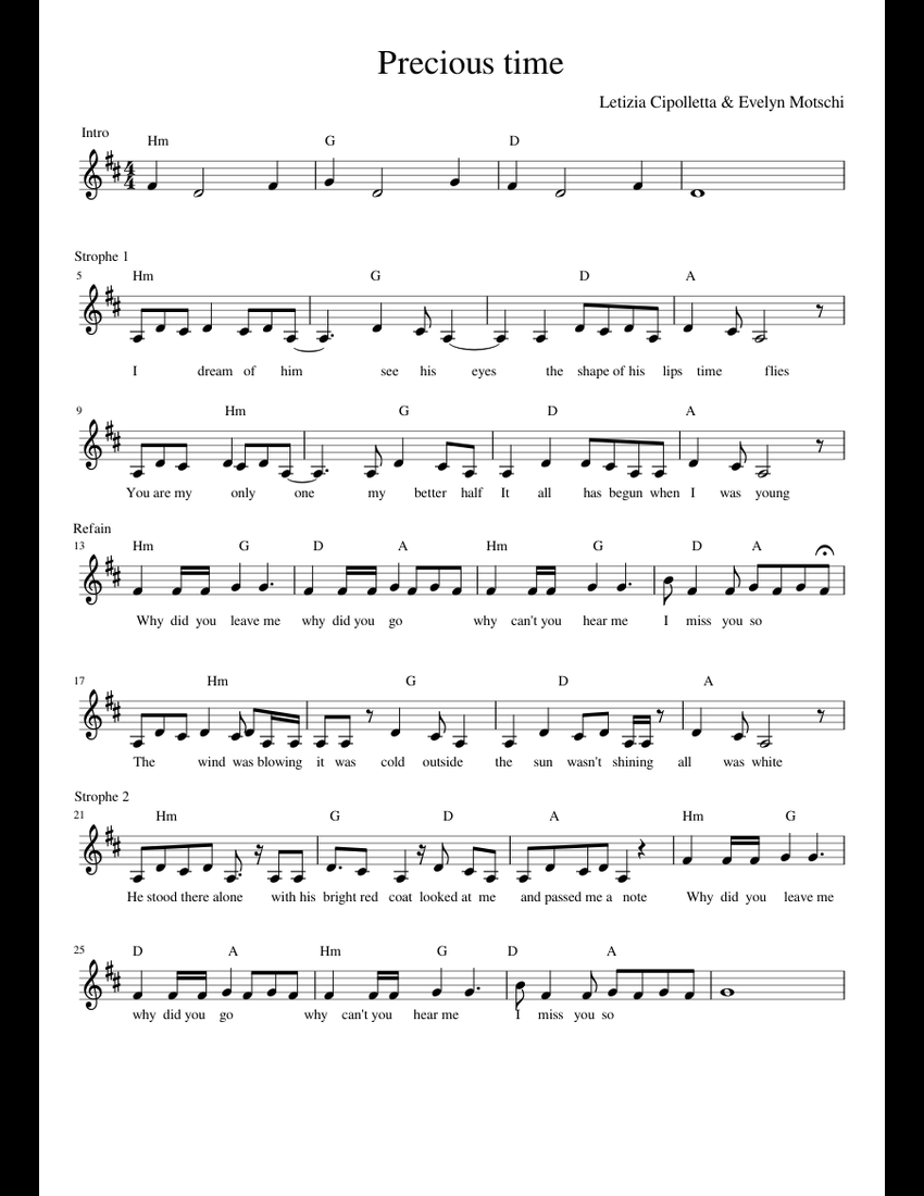 Precious time sheet music for Piano download free in PDF or MIDI