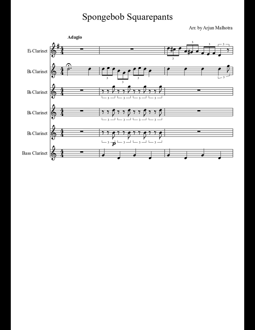 Spongebob Squarepants sheet music download free in PDF or MIDI