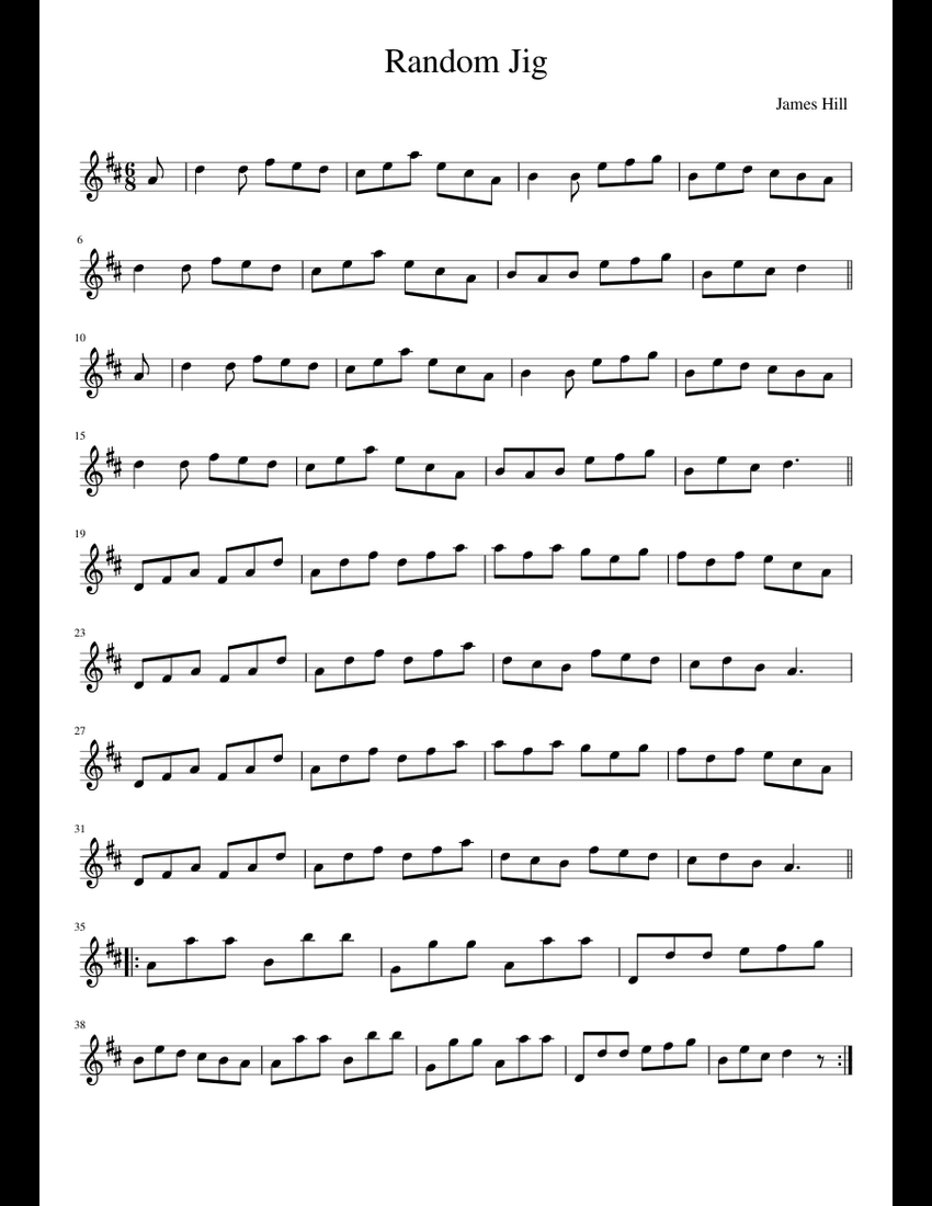 Random Jig sheet music for Flute download free in PDF or MIDI
