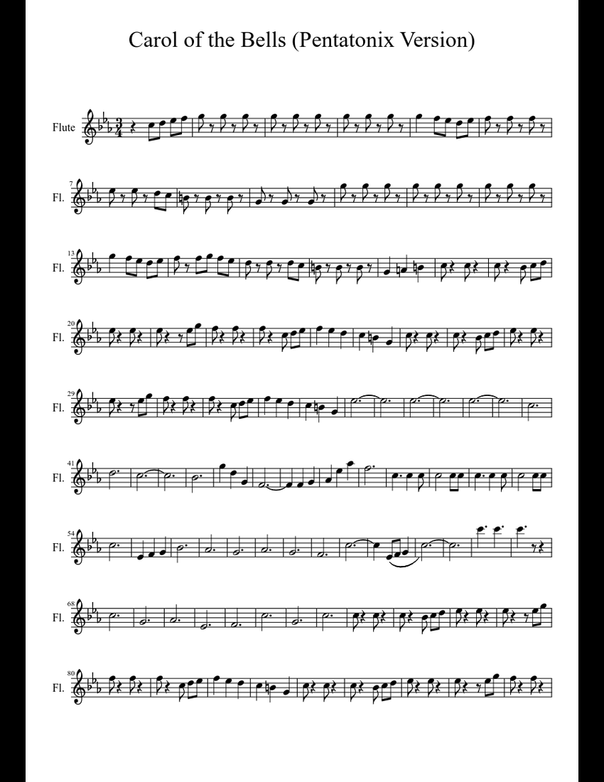 Carol of the Bells (Pentatonix Version) sheet music for Flute download free in PDF or MIDI