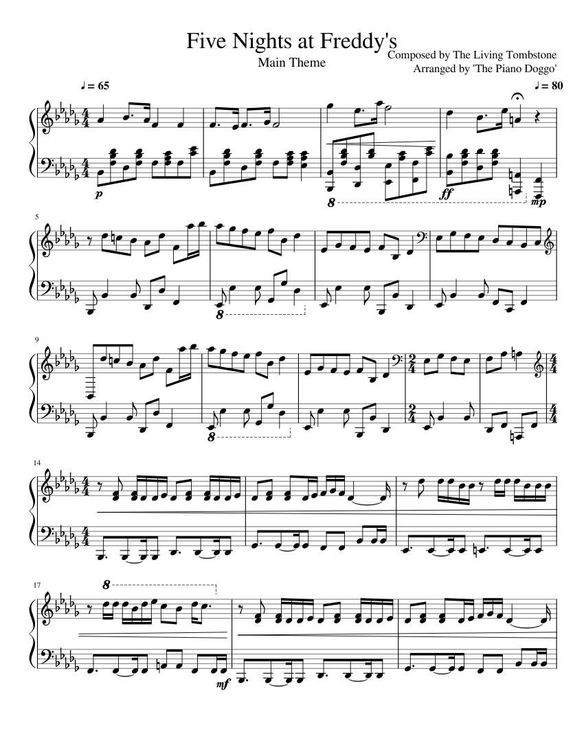 Five Nights at Freddy's (Main Theme) sheet music for Piano download