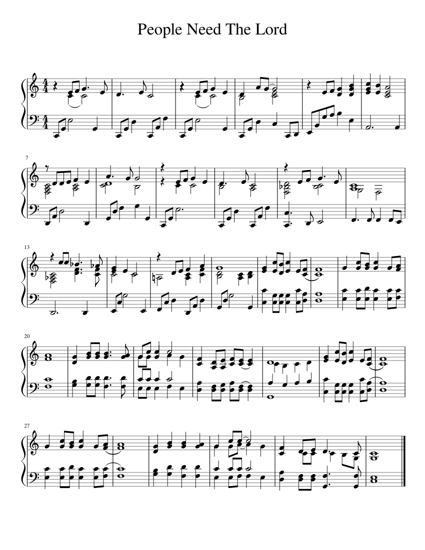 People Need The Lord Hymn sheet music for Organ download free in PDF or ...