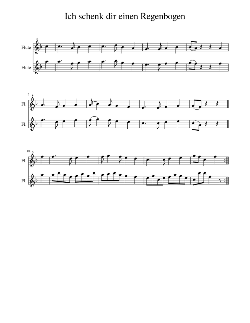 Ich schenk dir einen Regenbogen Sheet music for Glockenspiel (Woodwind
