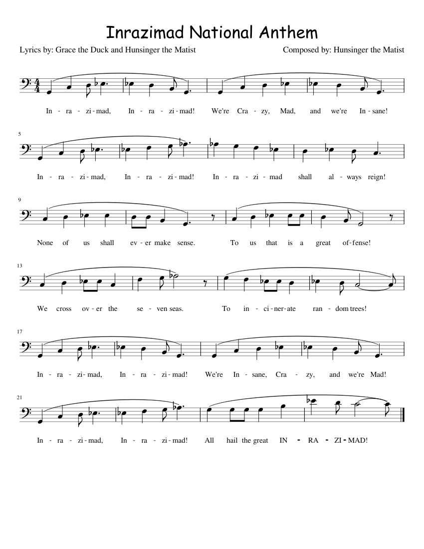 Inrazimad National Anthem Sheet music for Piano (Solo) | Musescore.com