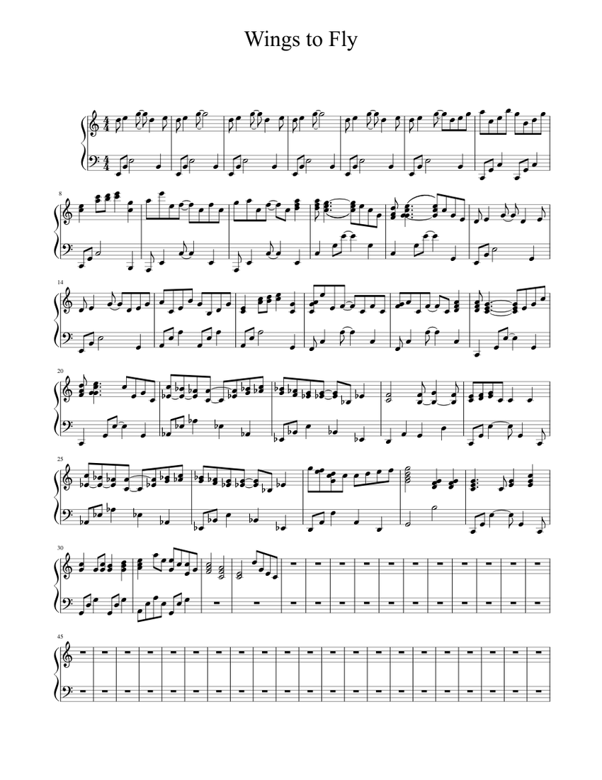 wings to fly Sheet music for Piano Download free in PDF or MIDI