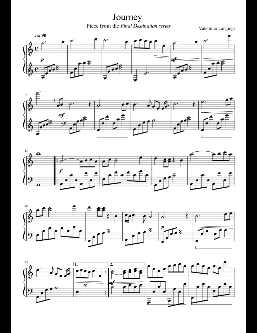 the journey starts today piano sheet music
