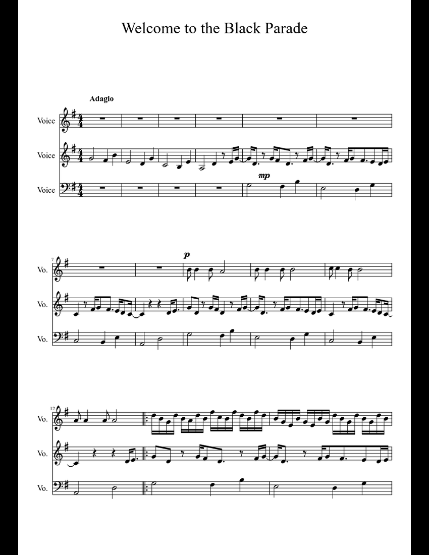 Welcome to the Black Parade sheet music for Voice download free in PDF