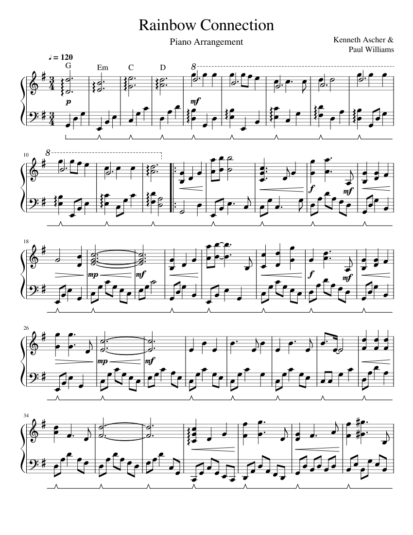Rainbow Connection Sheet music for Piano (Solo) | Musescore.com
