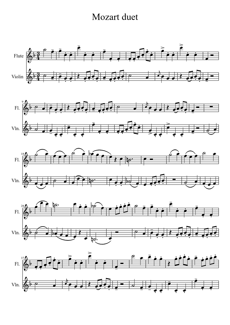 Violin & flute duet. sheet music download free in PDF or MIDI