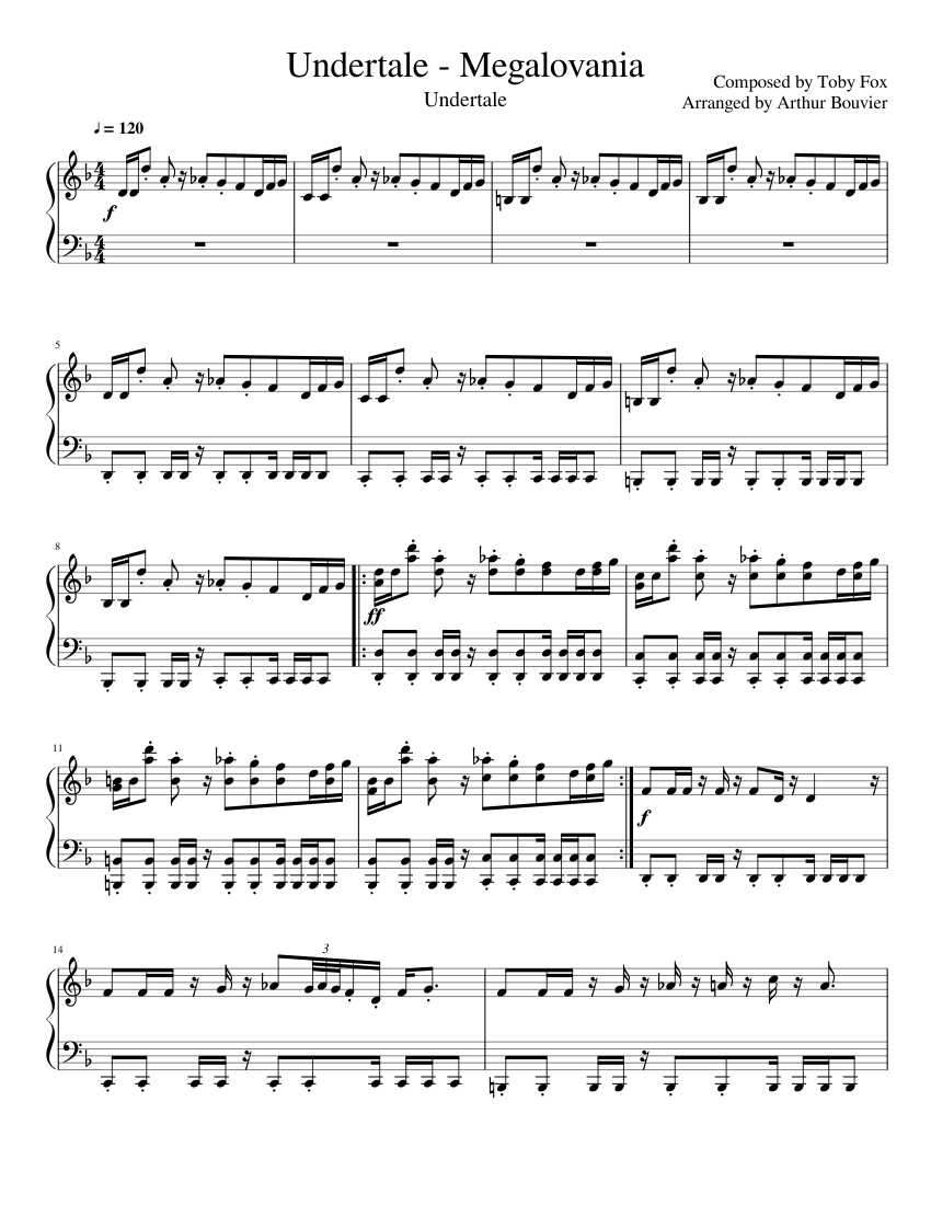 Undertale - Megalovania [Piano] sheet music for Piano download free in