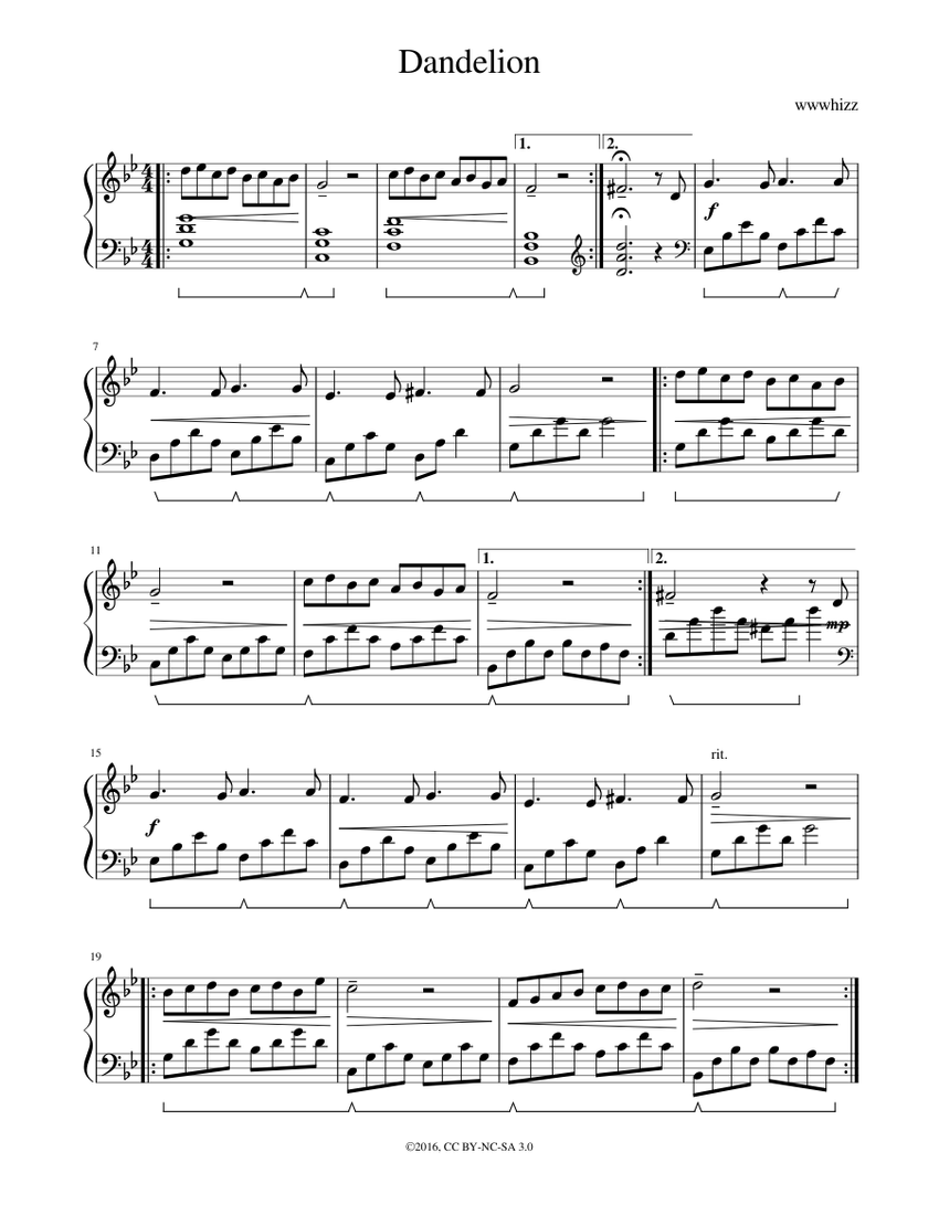 Dandelion - v3 Sheet music for Piano | Download free in PDF or MIDI