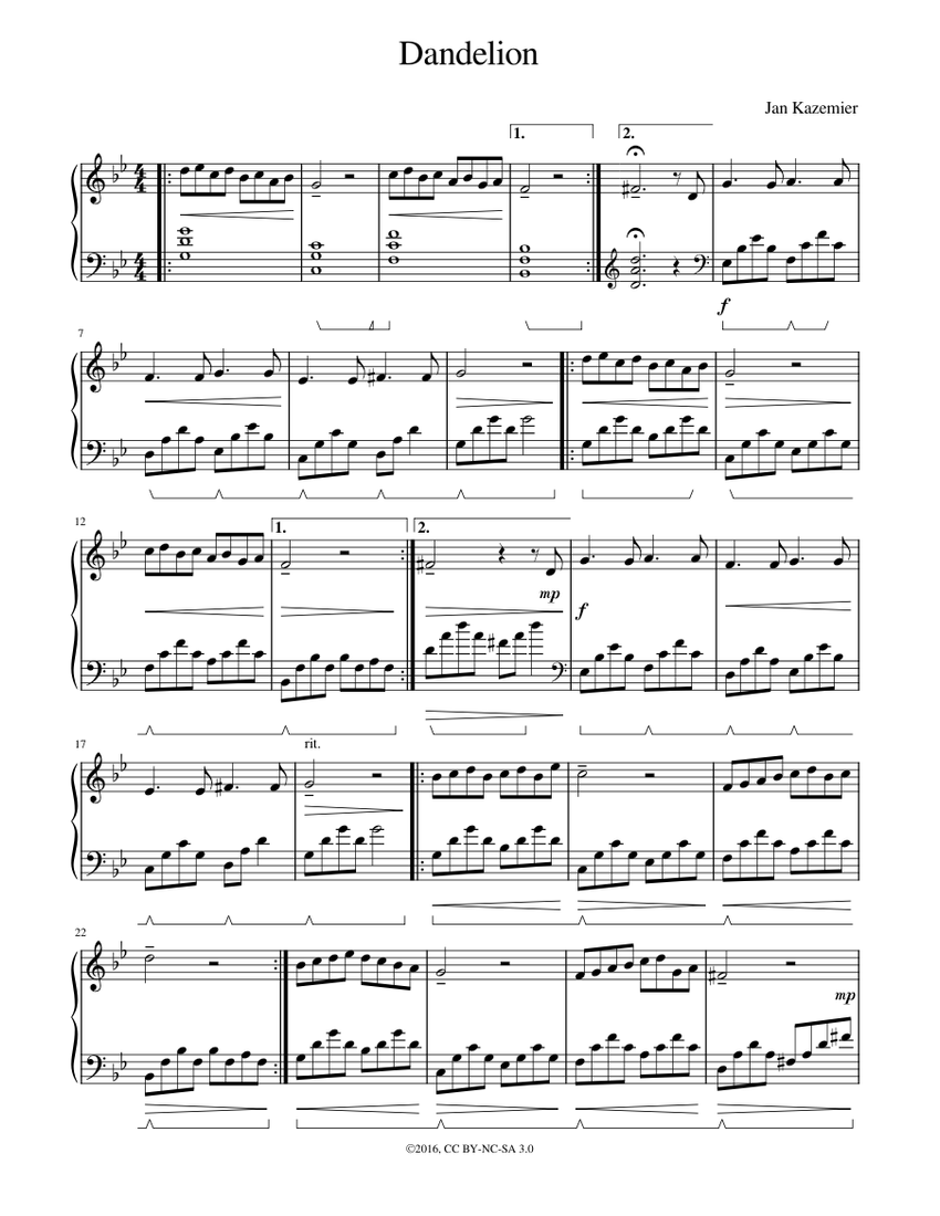 Dandelion v3 Sheet music for Piano Download free in PDF or MIDI