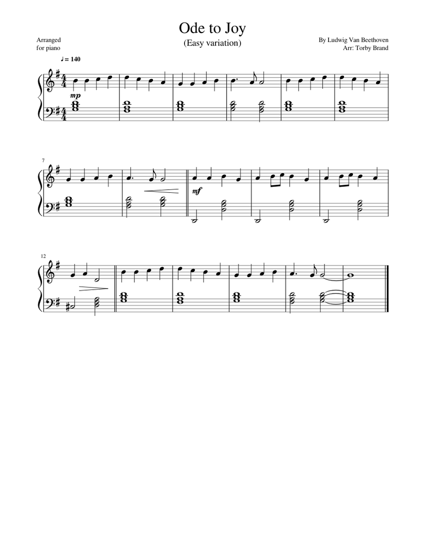Ode to Joy (Easy variation) Sheet music for Piano (Solo) | Musescore.com