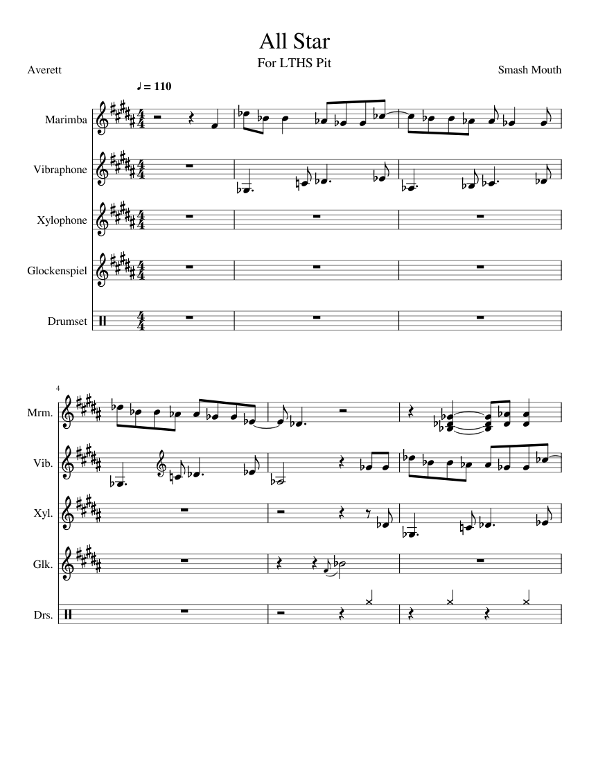 All Star Sheet Music For Percussion Download Free In PDF Or MIDI