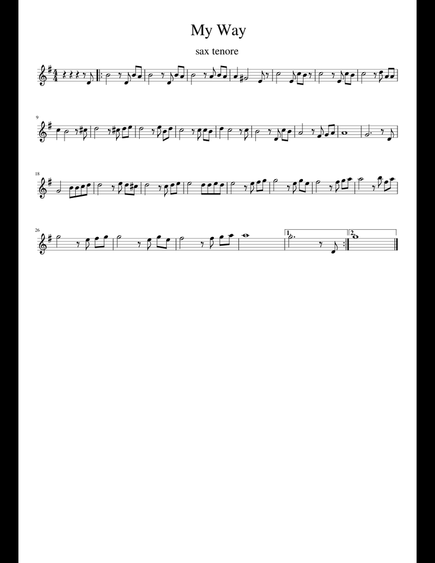 My Way sax tenore sheet music for Piano download free in PDF or MIDI