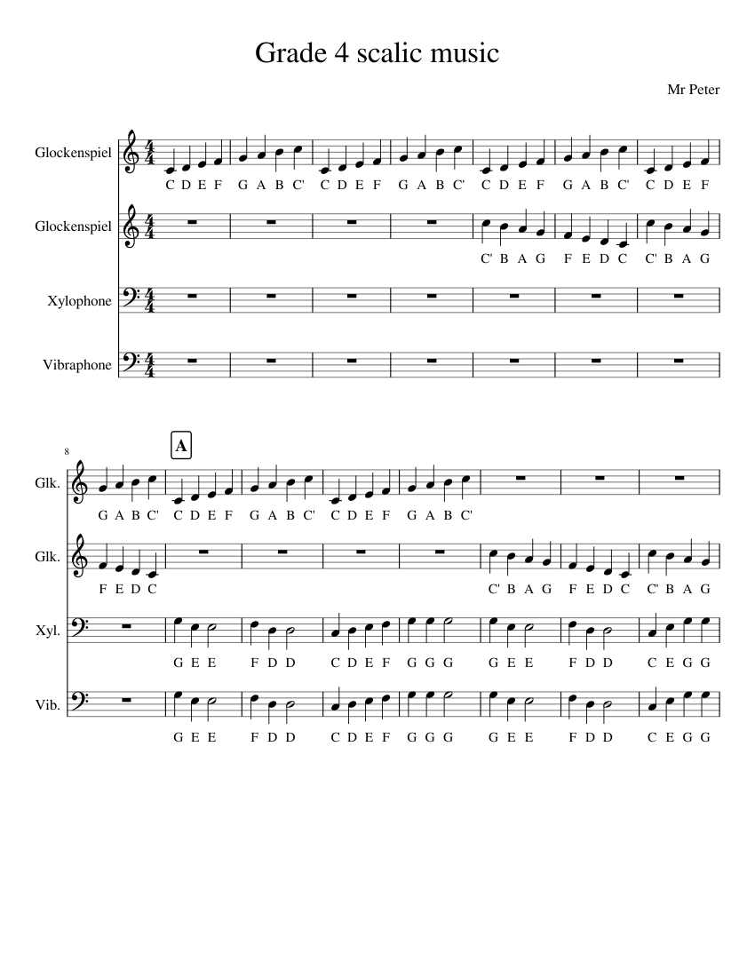 Grade 4 scalic music lightly row Sheet music for Percussion Download