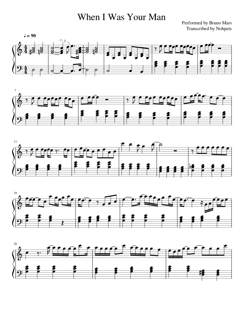 When I Was Your Man sheet music for Piano download free in PDF or MIDI