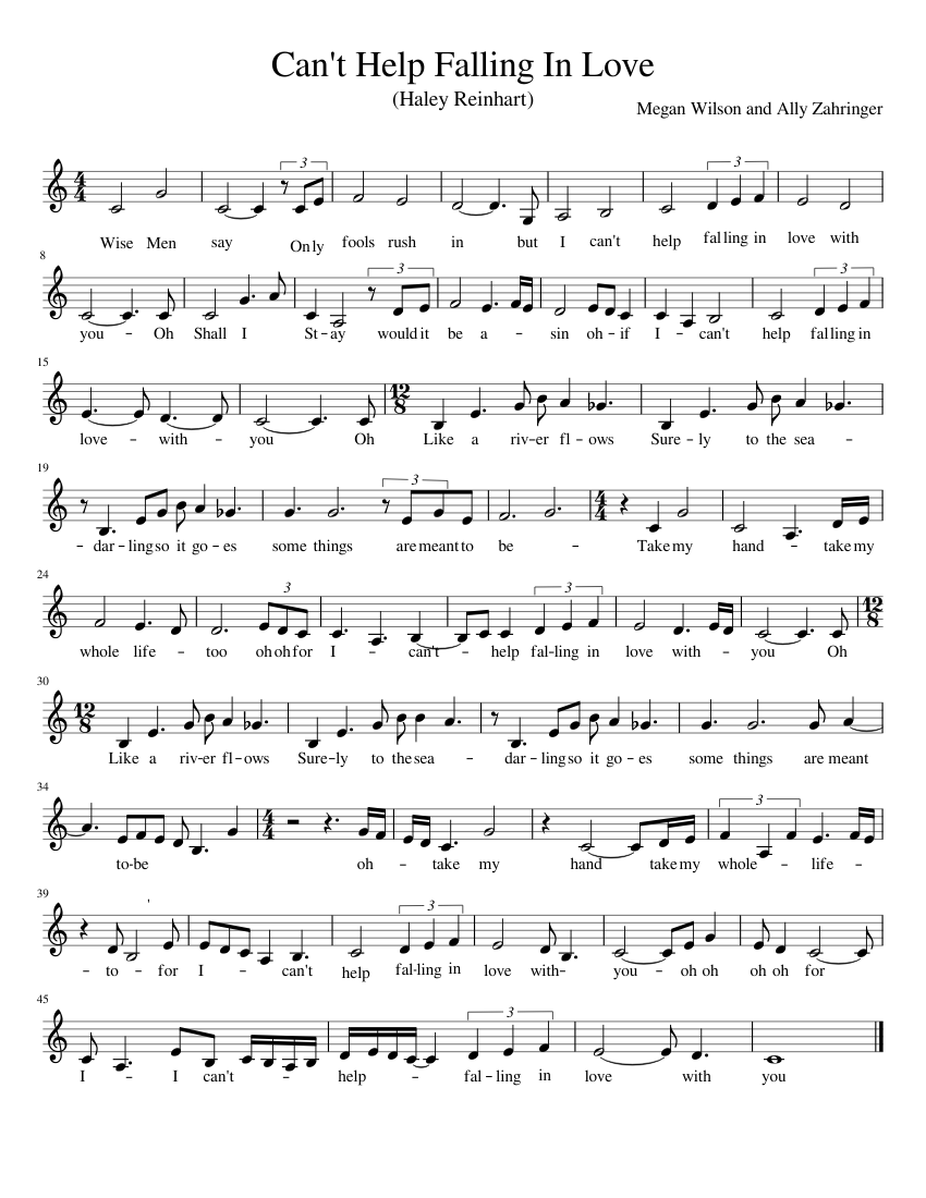 Can t Help Falling In Love Sheet music for Piano | Download free in PDF