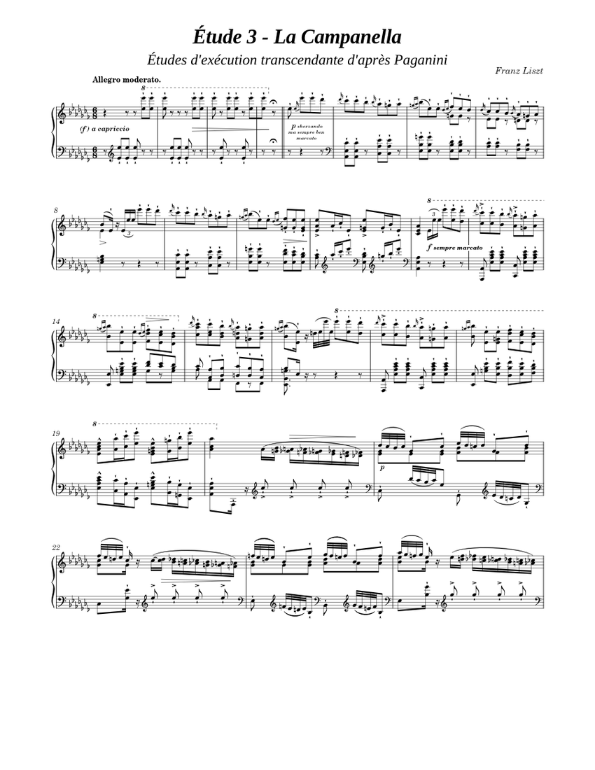 La Campanella [1838 version] sheet music for Piano