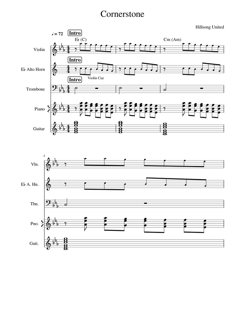 Cornerstone Sheet music for Piano, Violin, Trombone, Guitar & more