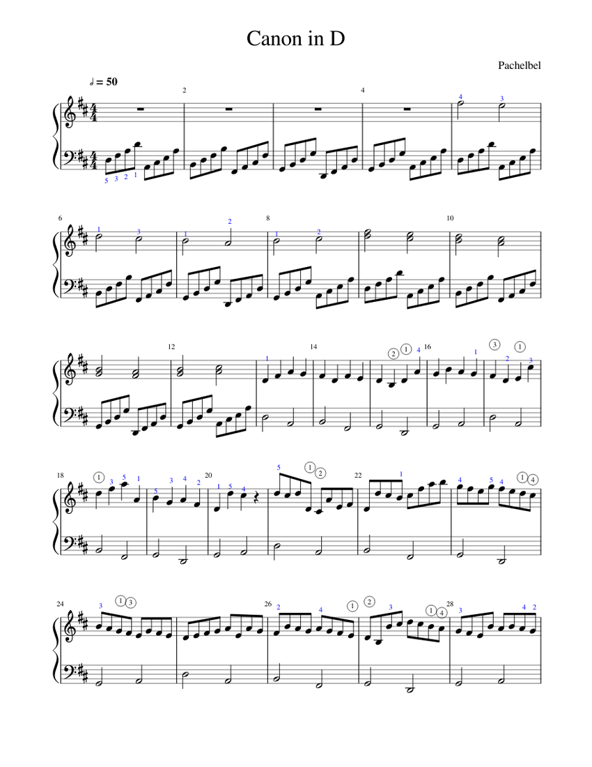 Canon in D (easy) Sheet music for Piano | Download free in PDF or MIDI