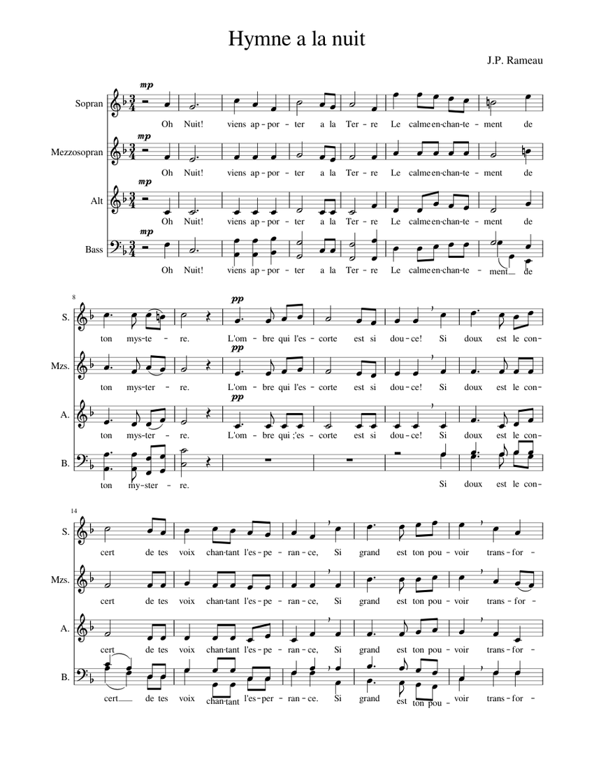 Hymne a la nuit Sheet music for Voice Download free in PDF or MIDI