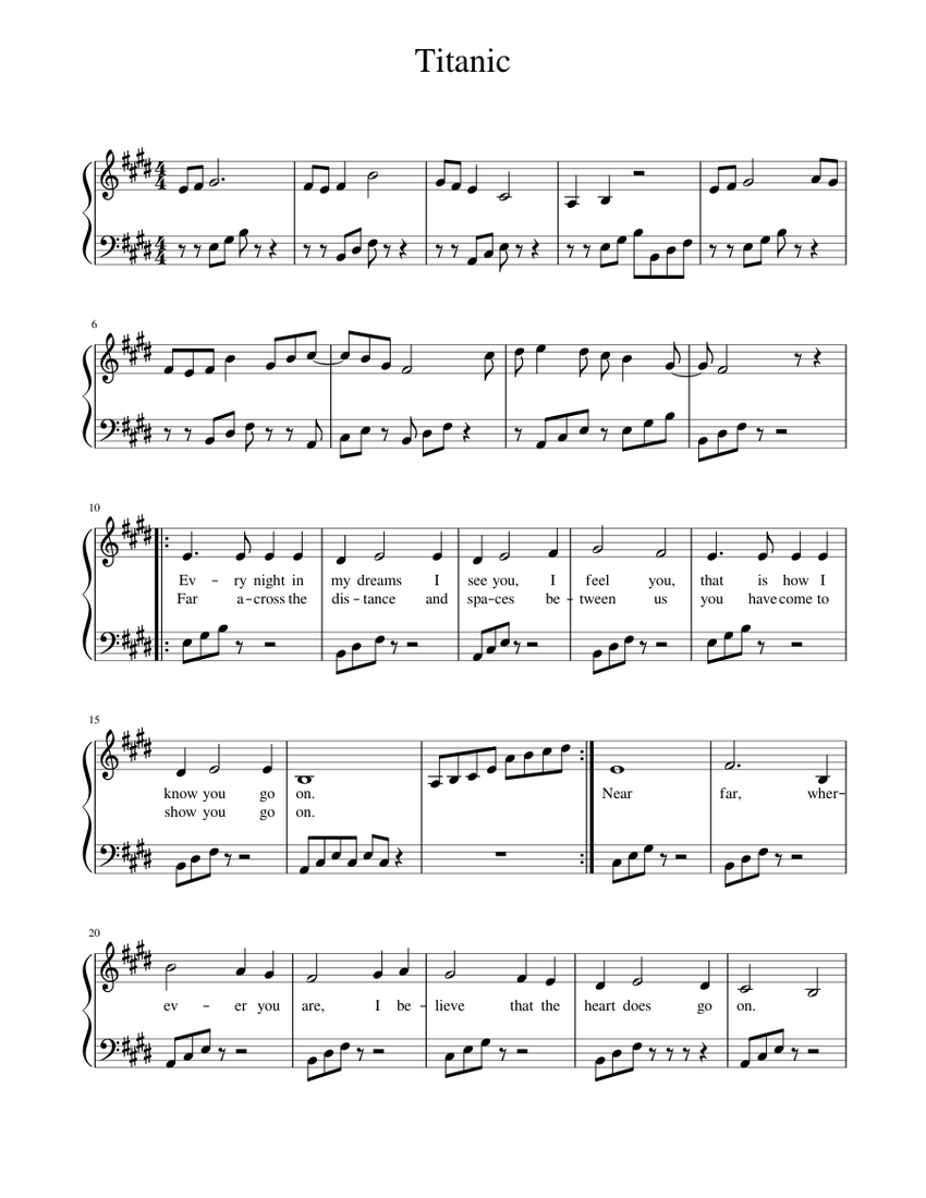 Titanic ( my version) Sheet music for Piano | Download free in PDF or