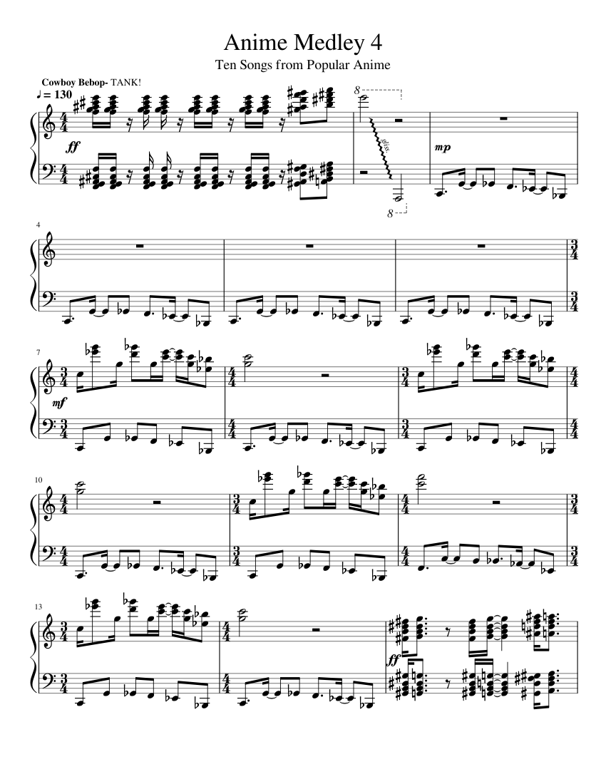 Piano Game With Anime Songs