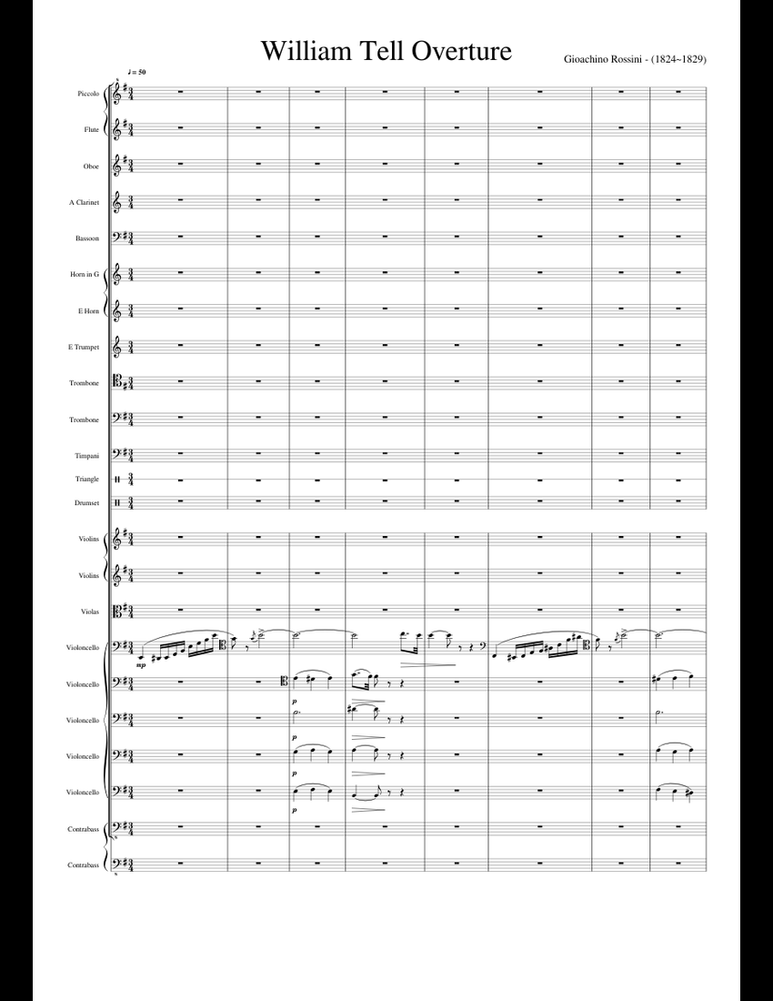 Rossini William Tell Overture sheet music for Flute, Piccolo, Oboe download free in