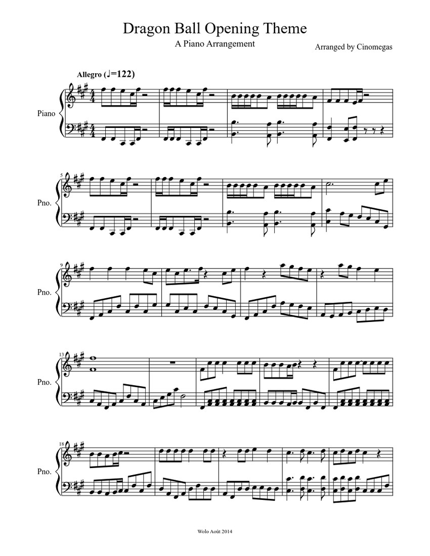 Dragon Ball Opening Theme Sheet music Download free in PDF or MIDI