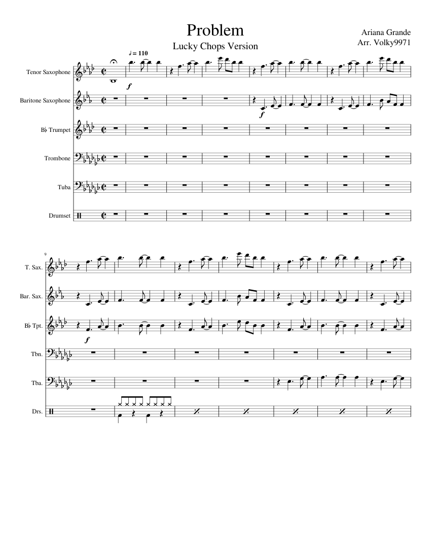 Problem Lucky CHops sheet music for Tenor Saxophone, Baritone