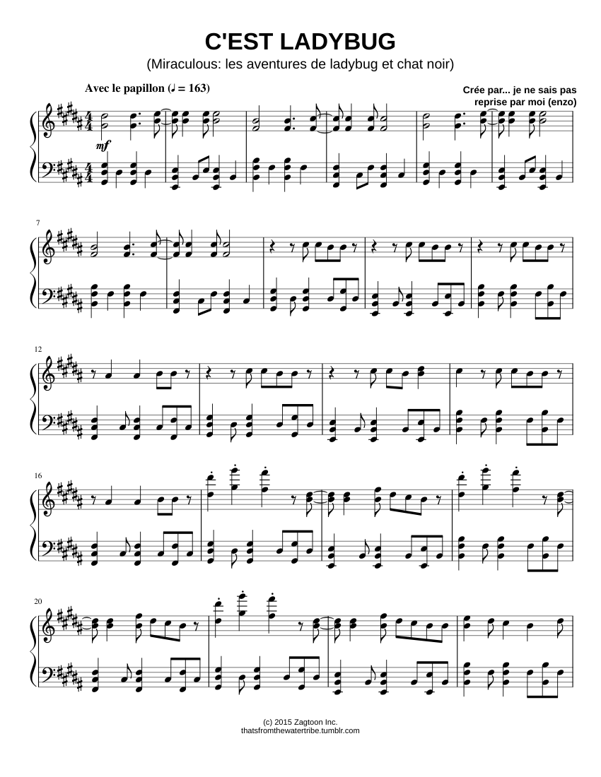 Miraculous Ladybug Et Chat Noir Piano Tutorial