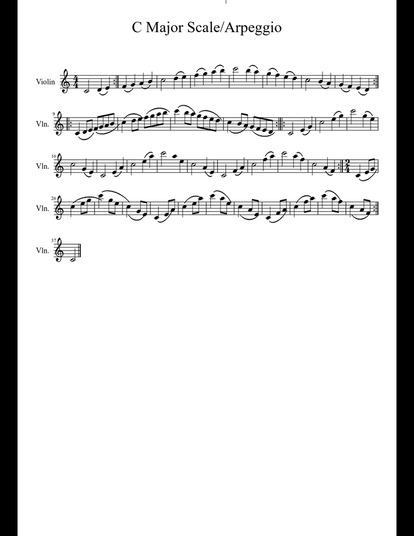 C Major Scale/Arpeggio sheet music download free in PDF or MIDI