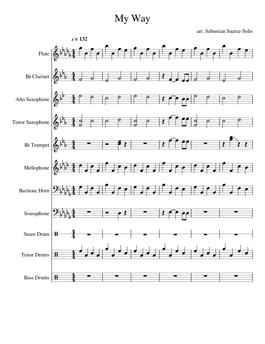 My Way Fetty Wap – Marching Band Arr. Sheet music for Flute, Clarinet