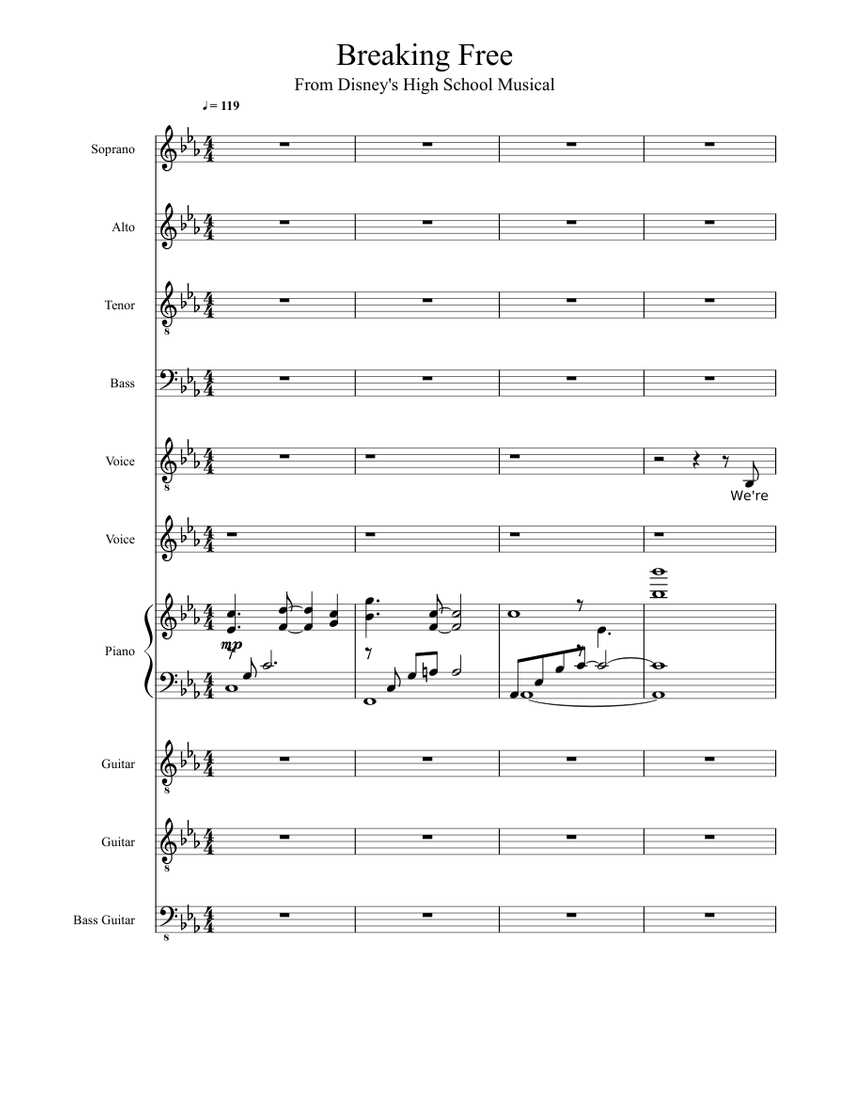 Breaking Free Sheet music for Piano, Voice, Guitar, Bass | Download