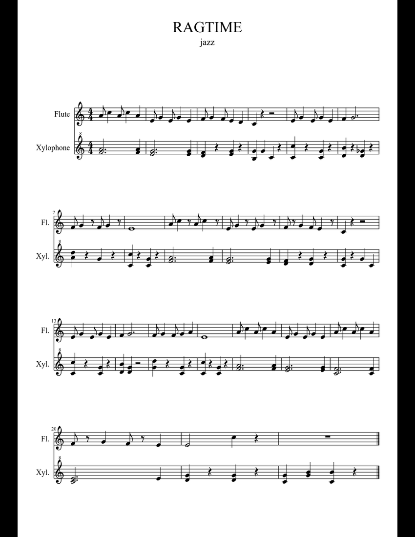 RAGTIME sheet music download free in PDF or MIDI