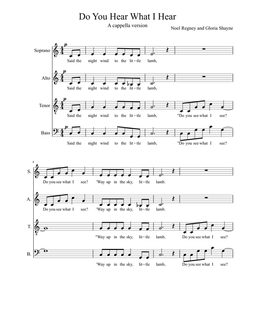 Do You Hear What I Hear Sheet music for Voice Download free in PDF or
