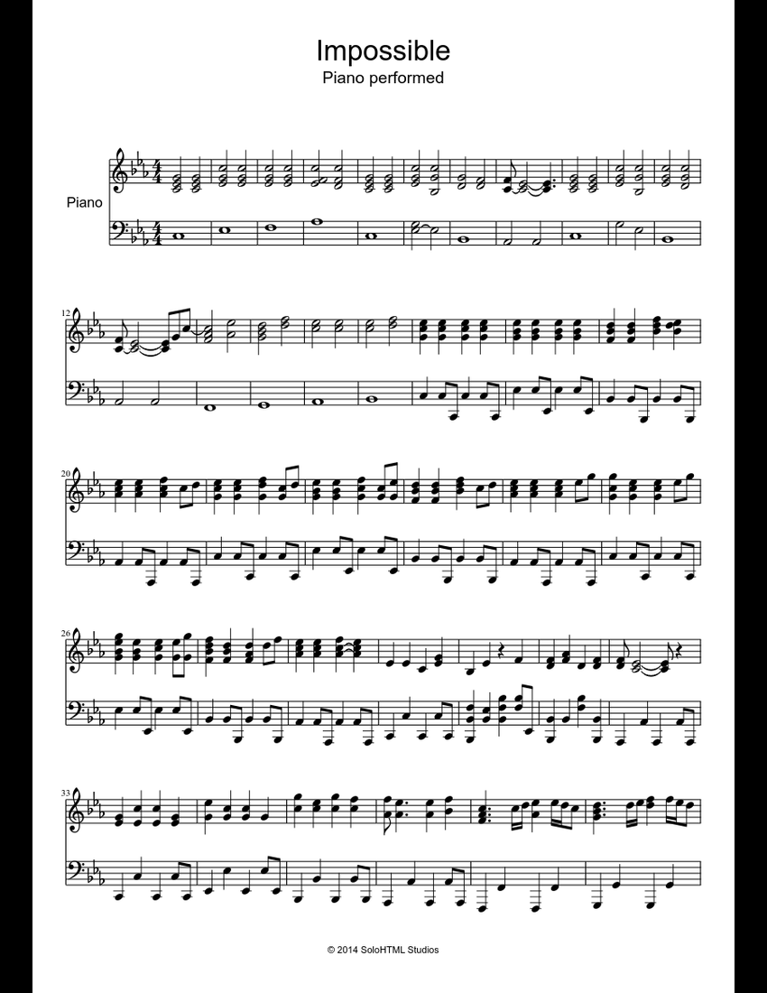 Impossible - Piano track sheet music download free in PDF or MIDI