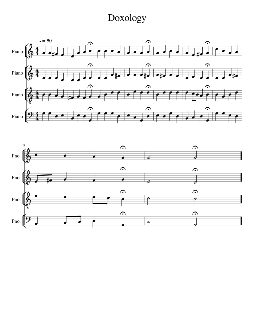 Doxology Sheet music for Piano | Download free in PDF or MIDI