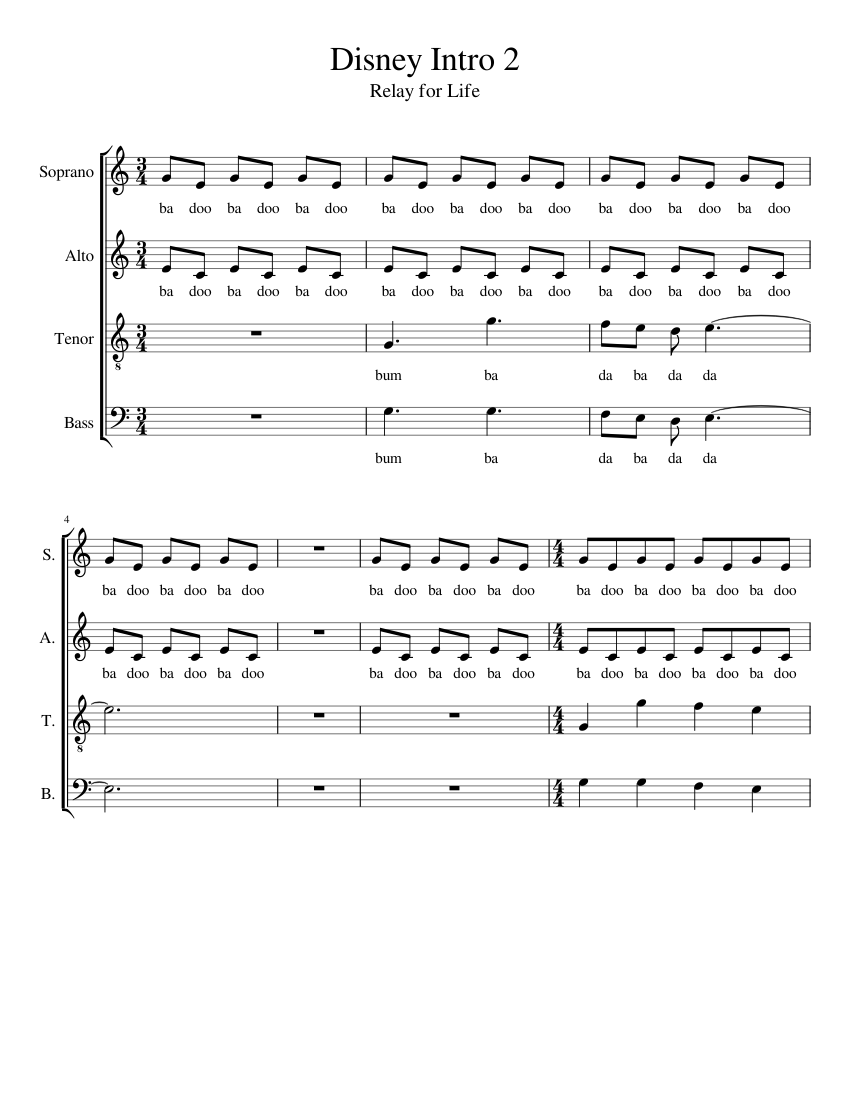 Disney Intro sheet music for Voice download free in PDF or MIDI