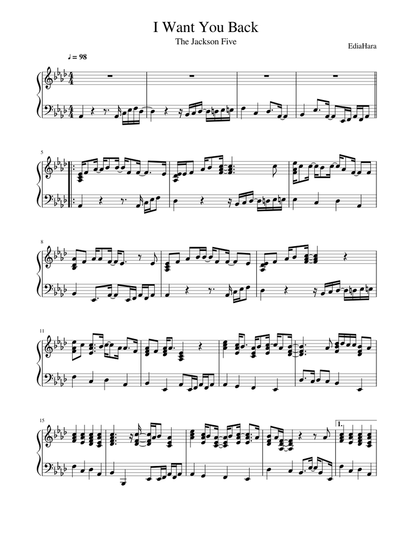 I Want You Back Sheet music for Piano (Solo) | Musescore.com