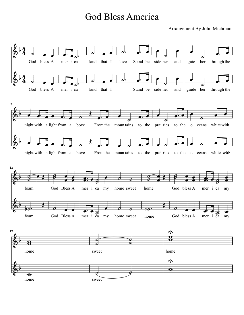 God Bless America SSA sheet music for Voice download free in PDF or MIDI