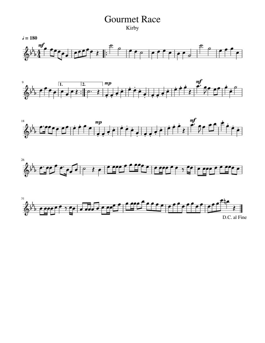 Gourmet Race Sheet music for Violin | Download free in PDF or MIDI ...